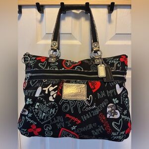 Coach Poppy G1020-16052 Large Glam Graffiti Print Tote Bag in EUC